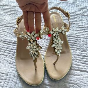 Embellished Gold Sandals